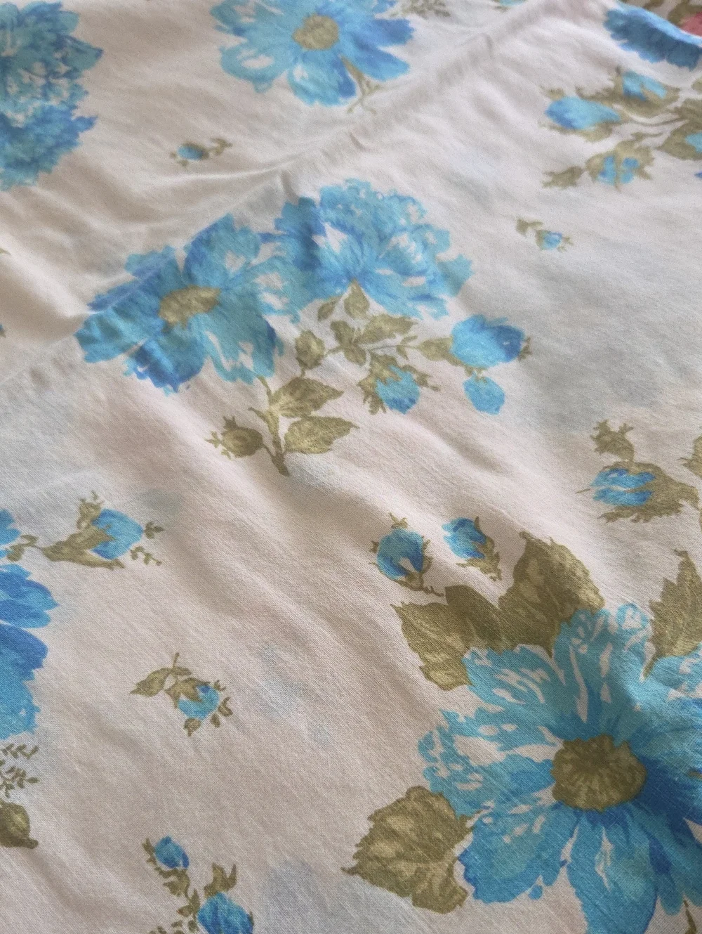 Floral Cotton Pillow Casses Set Of 3- Blue & Pink Flower Print